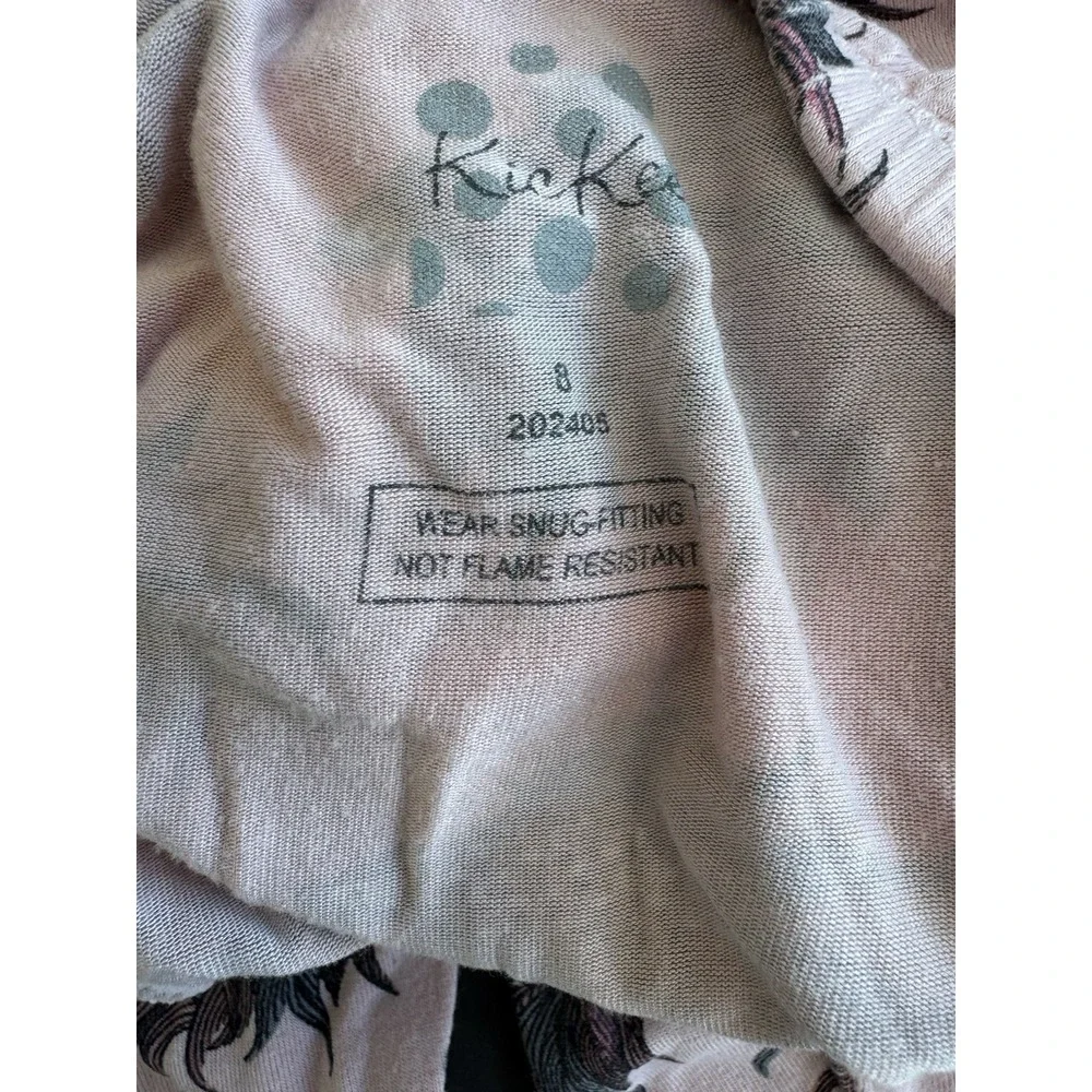 Kickee Pants Bamboo Long Sleeve Pajama Set‎  Baby Rose Neutral Beta Fish Girls 8